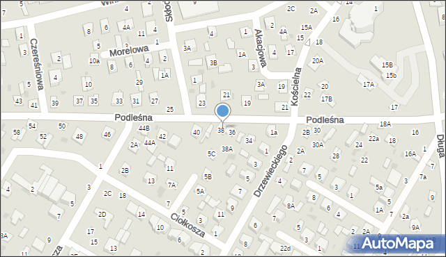 Biała Podlaska, Podleśna, 36A, mapa Białej Podlaskiej