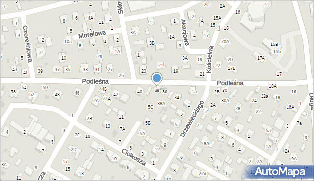 Biała Podlaska, Podleśna, 38, mapa Białej Podlaskiej