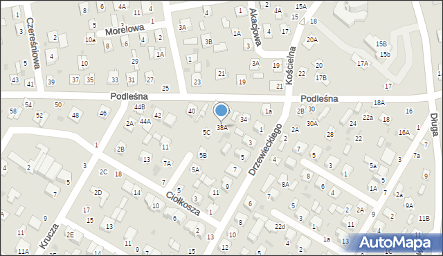 Biała Podlaska, Podleśna, 38A, mapa Białej Podlaskiej