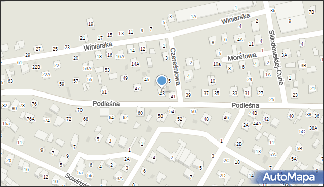 Biała Podlaska, Podleśna, 43, mapa Białej Podlaskiej