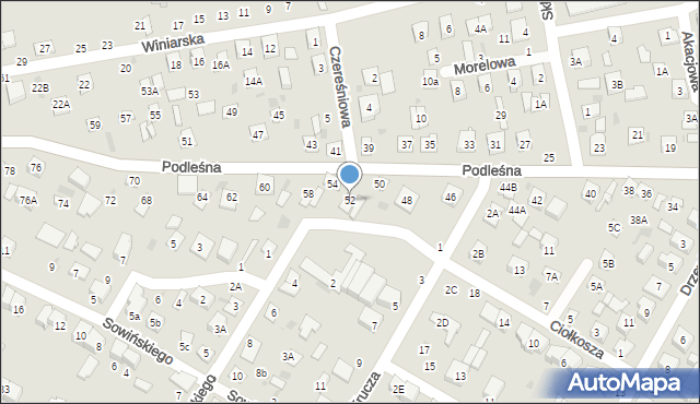 Biała Podlaska, Podleśna, 52, mapa Białej Podlaskiej