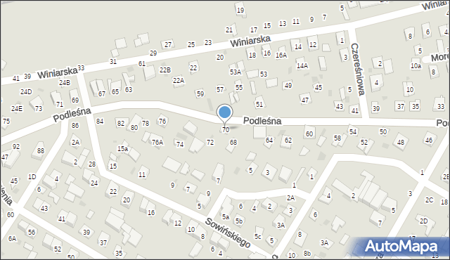 Biała Podlaska, Podleśna, 70, mapa Białej Podlaskiej