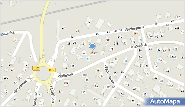 Biała Podlaska, Podleśna, 81A, mapa Białej Podlaskiej