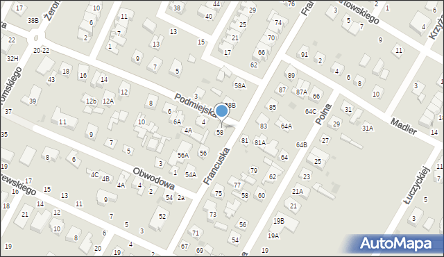 Biała Podlaska, Podmiejska, 2, mapa Białej Podlaskiej