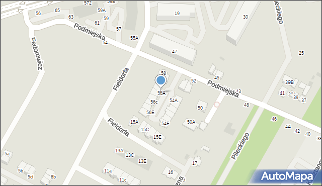 Biała Podlaska, Podmiejska, 56A, mapa Białej Podlaskiej