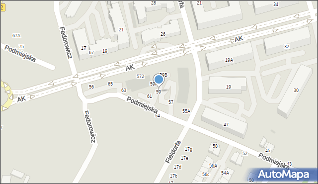 Biała Podlaska, Podmiejska, 59, mapa Białej Podlaskiej