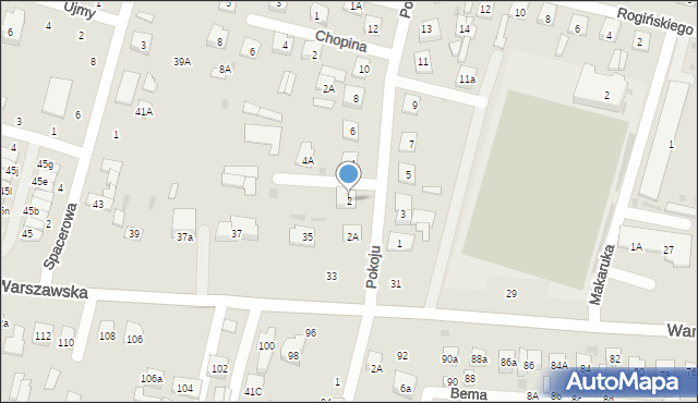 Biała Podlaska, Pokoju, 2, mapa Białej Podlaskiej