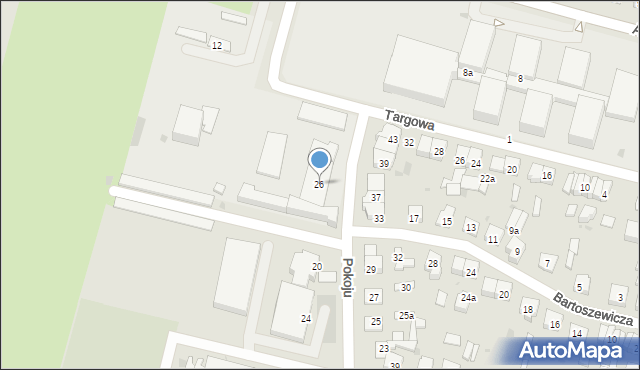 Biała Podlaska, Pokoju, 26, mapa Białej Podlaskiej