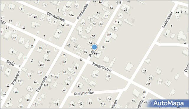 Biała Podlaska, Polna, 17B, mapa Białej Podlaskiej