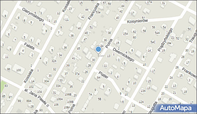 Biała Podlaska, Polna, 32-34, mapa Białej Podlaskiej