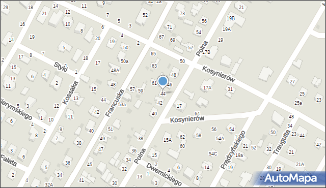 Biała Podlaska, Polna, 44, mapa Białej Podlaskiej