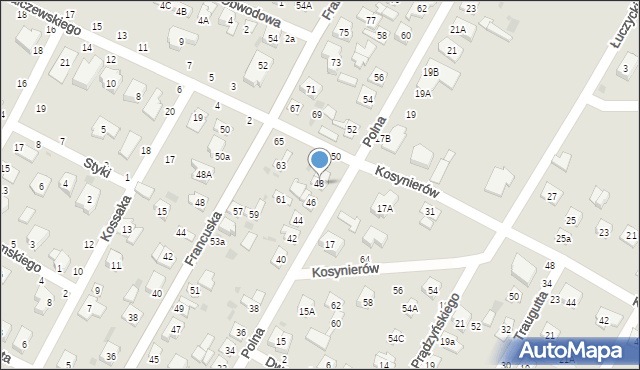 Biała Podlaska, Polna, 48, mapa Białej Podlaskiej