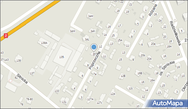 Biała Podlaska, Poprzeczna, 10, mapa Białej Podlaskiej