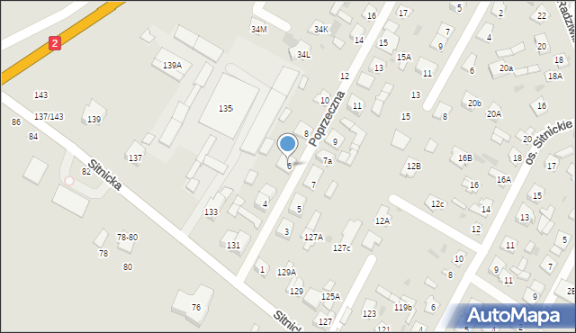 Biała Podlaska, Poprzeczna, 6, mapa Białej Podlaskiej