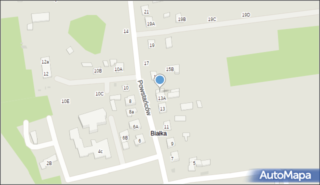 Biała Podlaska, Powstańców, 15A, mapa Białej Podlaskiej