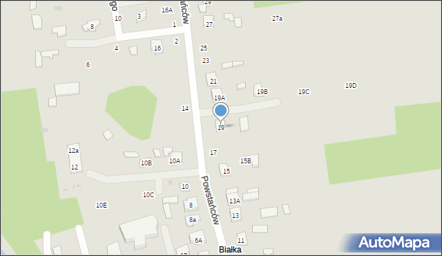 Biała Podlaska, Powstańców, 19, mapa Białej Podlaskiej