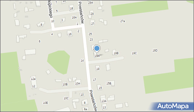 Biała Podlaska, Powstańców, 19A, mapa Białej Podlaskiej