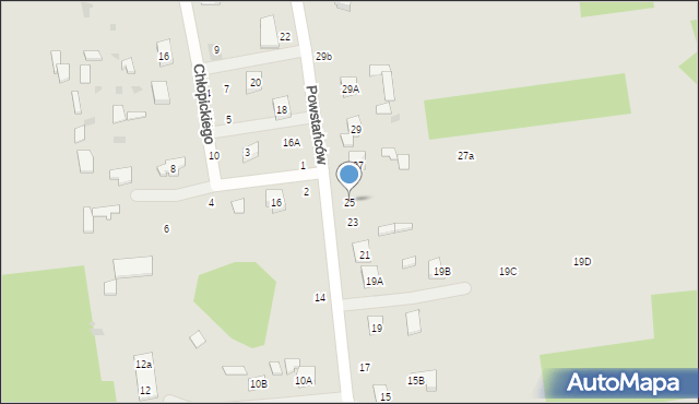 Biała Podlaska, Powstańców, 25, mapa Białej Podlaskiej