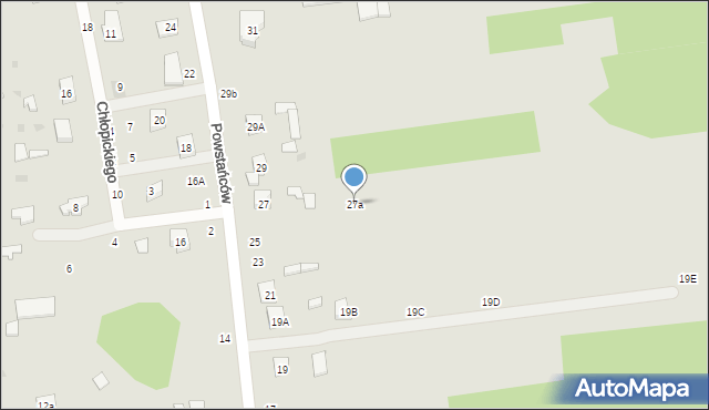 Biała Podlaska, Powstańców, 27a, mapa Białej Podlaskiej