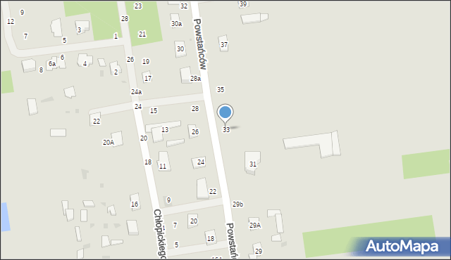 Biała Podlaska, Powstańców, 33, mapa Białej Podlaskiej