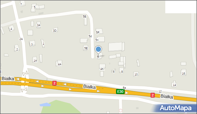 Biała Podlaska, Powstańców, 5l, mapa Białej Podlaskiej