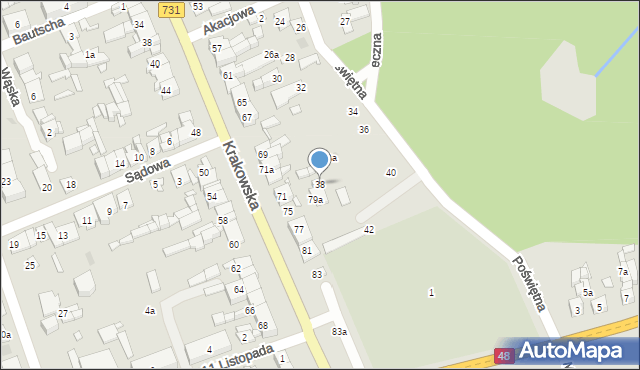 Białobrzegi, Poświętna, 38, mapa Białobrzegi