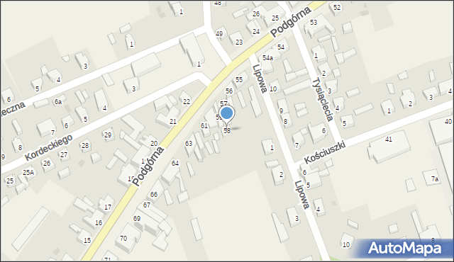 Białośliwie, Podgórna, 58, mapa Białośliwie