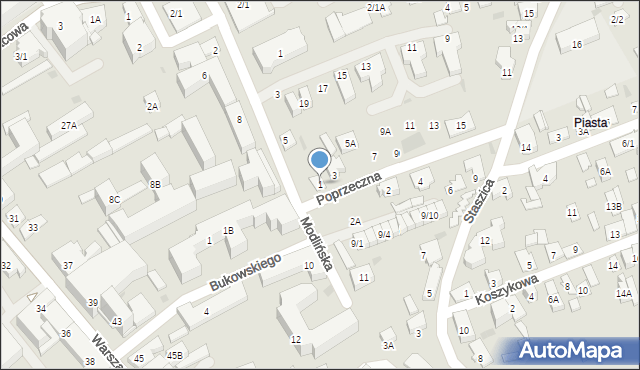 Białystok, Poprzeczna, 1, mapa Białegostoku