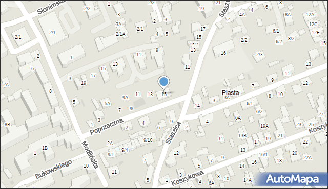 Białystok, Poprzeczna, 15, mapa Białegostoku