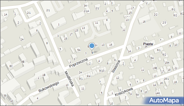 Białystok, Poprzeczna, 9, mapa Białegostoku