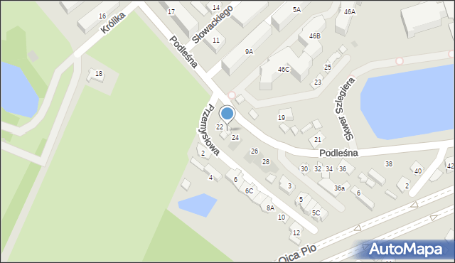 Białystok, Podleśna, 22a, mapa Białegostoku