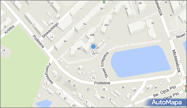 Białystok, Podleśna, 23, mapa Białegostoku