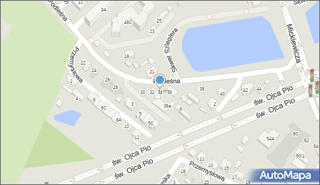 Białystok, Podleśna, 34, mapa Białegostoku