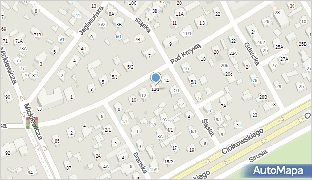 Białystok, Pod Krzywą, 12/1, mapa Białegostoku