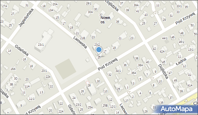 Białystok, Pod Krzywą, 15, mapa Białegostoku