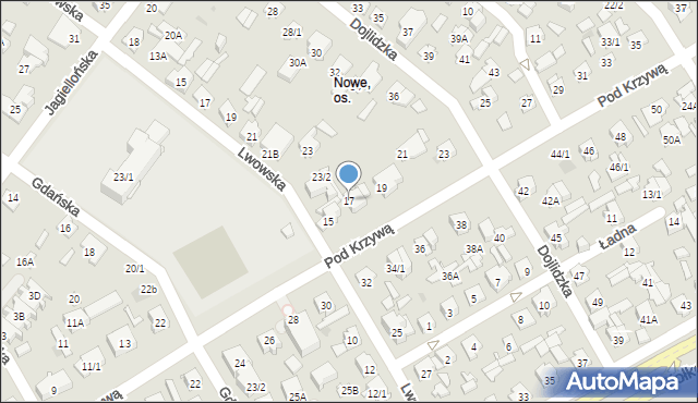 Białystok, Pod Krzywą, 17, mapa Białegostoku