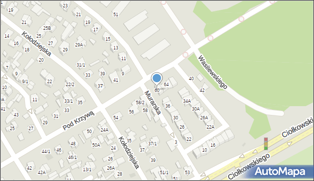 Białystok, Pod Krzywą, 60, mapa Białegostoku