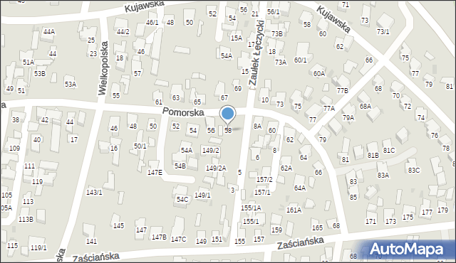 Białystok, Pomorska, 58, mapa Białegostoku