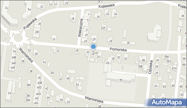 Białystok, Pomorska, 22, mapa Białegostoku