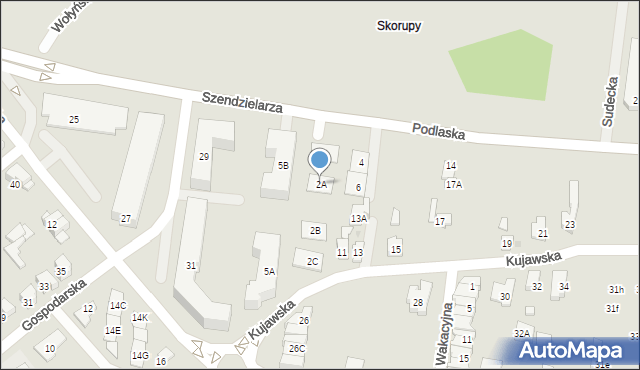 Białystok, Podlaska, 2A, mapa Białegostoku