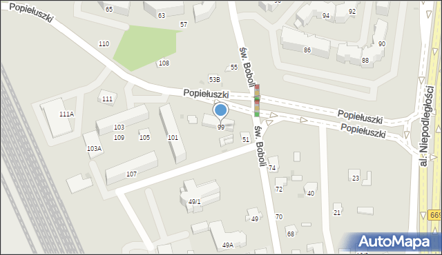 Białystok, Popiełuszki Jerzego, bł. ks., 99, mapa Białegostoku