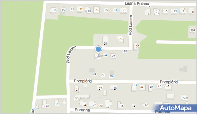 Białystok, Pod Lasem, 22, mapa Białegostoku