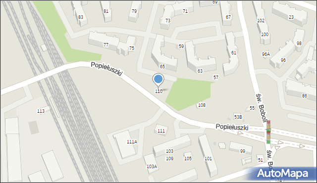 Białystok, Popiełuszki Jerzego, bł. ks., 110, mapa Białegostoku