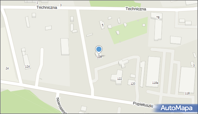 Białystok, Popiełuszki Jerzego, bł. ks., 128, mapa Białegostoku