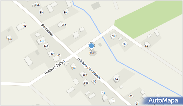 Bielany-Żyłaki, Podlaska, 68a, mapa Bielany-Żyłaki