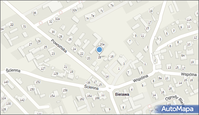 Bielawa, Powsińska, 18, mapa Bielawa