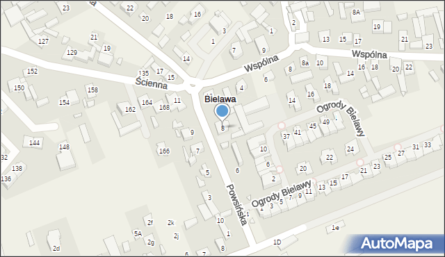 Bielawa, Powsińska, 8, mapa Bielawa