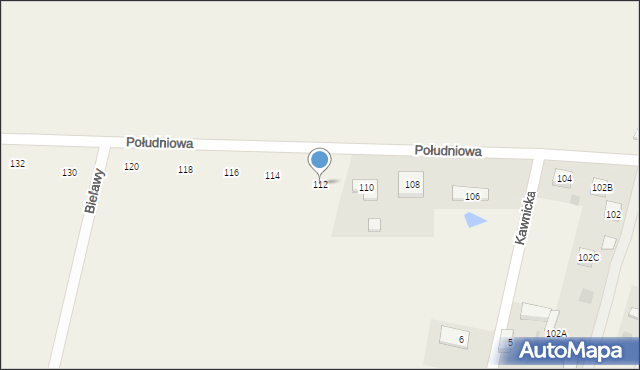 Bielawy, Południowa, 112, mapa Bielawy