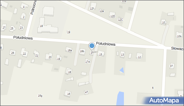 Bielawy, Południowa, 17, mapa Bielawy