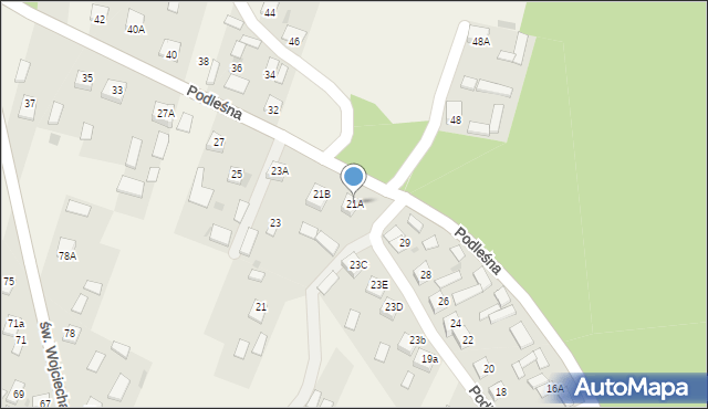 Bieliny, Podleśna, 21A, mapa Bieliny